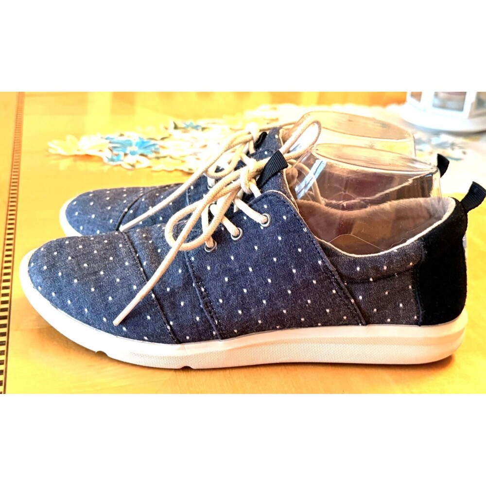 TOMS Del Rey Lace Up Sporty Comfort Sneakers Women's Sz 8.5 Polka Dots